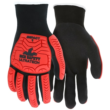Mcr Safety Gloves, UltraTech Stitched, Nylon Black SFN, XXXL, 12PK UT1950XXXL